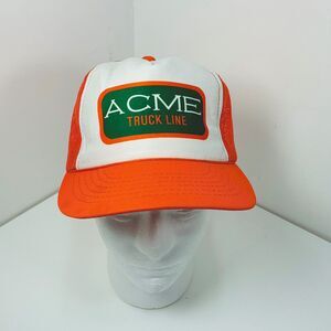 Vintage Acme Truck Line Hat Cap Orange/White Mesh Snapback Trucker Semi